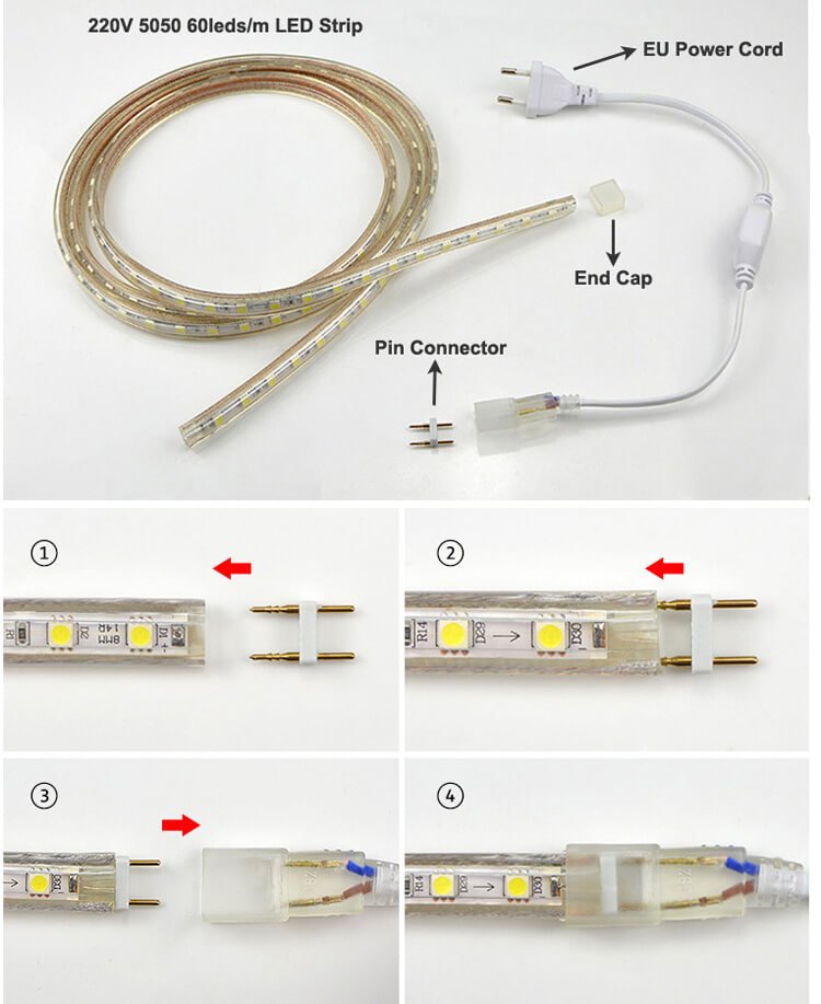 Details about   110V 5050 LED Strip Light Flexible Tape Lighting Rope Home Outdoor With US Plug 