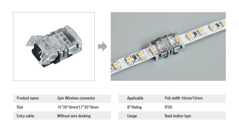 V-TAC 2658 Connecteur angulaire 90° pour bande led 8mm avec clip 2