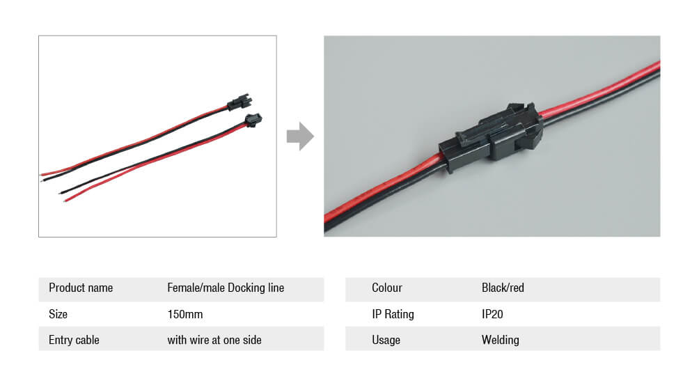 Bande LED Câble de connecteur à 2 broches Mâle Femelle Câble de connexion  pour pilote de lampe à LED, Longueur: 10cm + 13cm