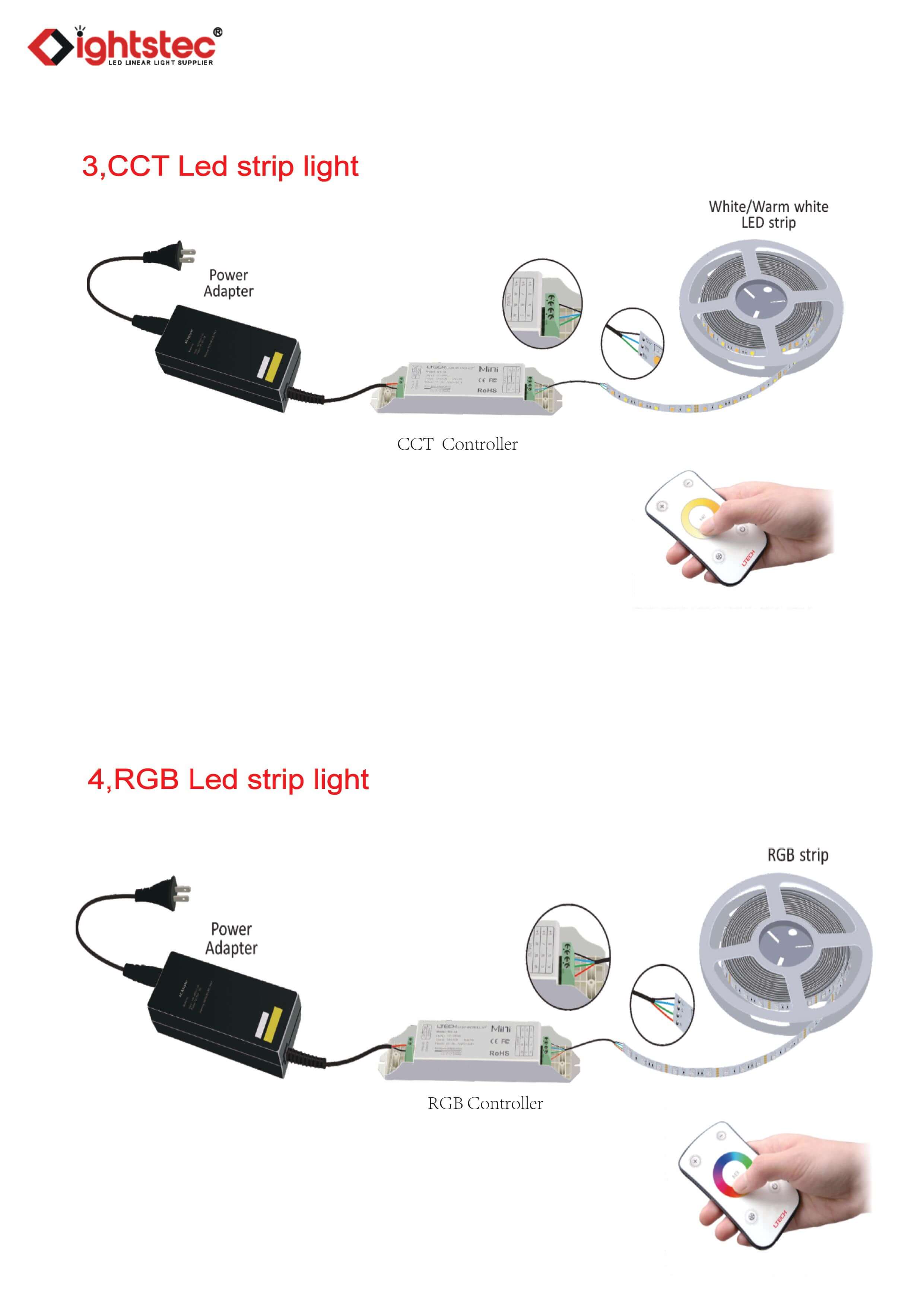 how to connect the rgb led strip light with led power supply