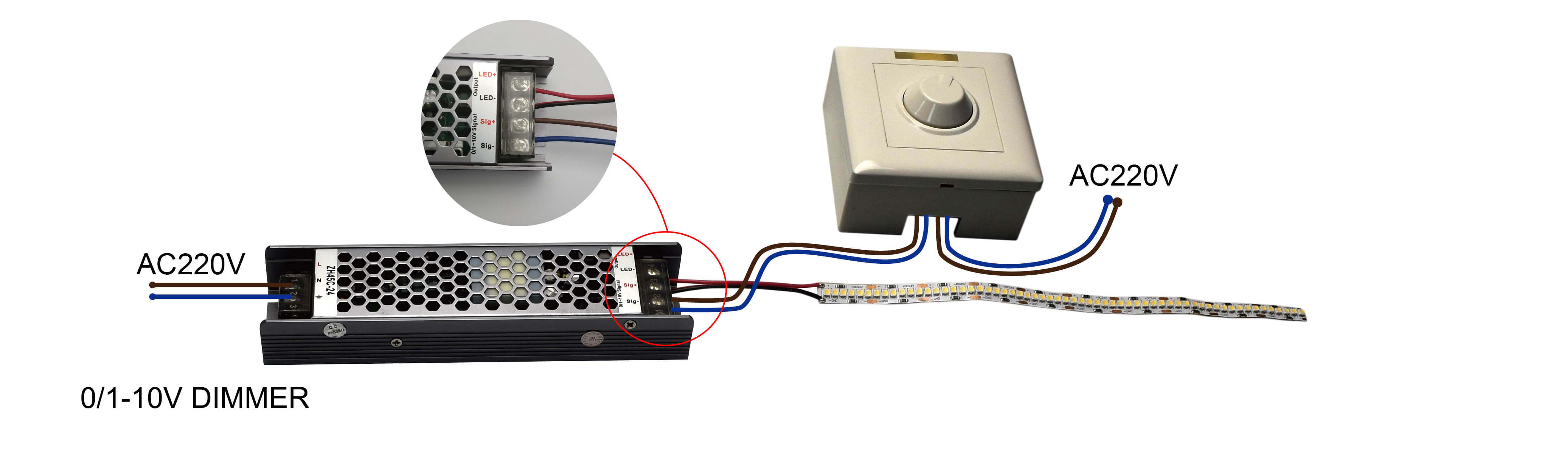 Fuente de alimentación regulable TRIAC para tiras led 24v 150w