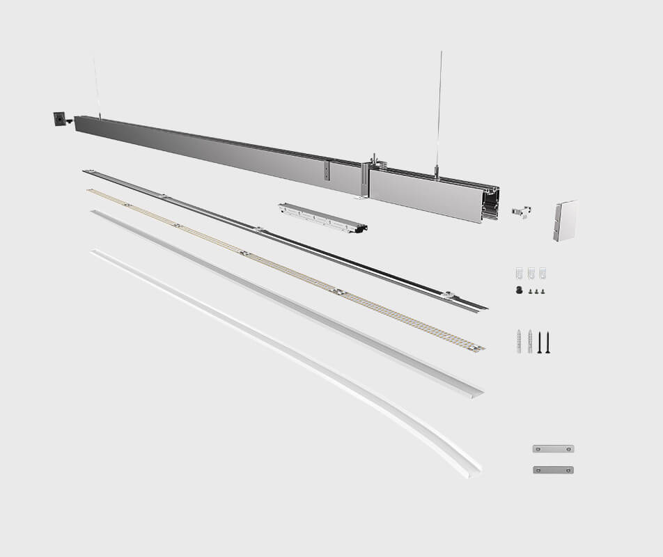 estrutura principal da luz linear led