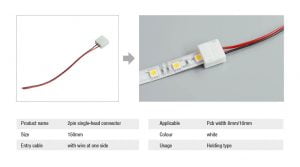 2pin-single-head-connector-waterproof with led strip light
