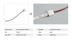 2pin-đơn-đầu-nối-không thấm nước với đèn dải dẫn