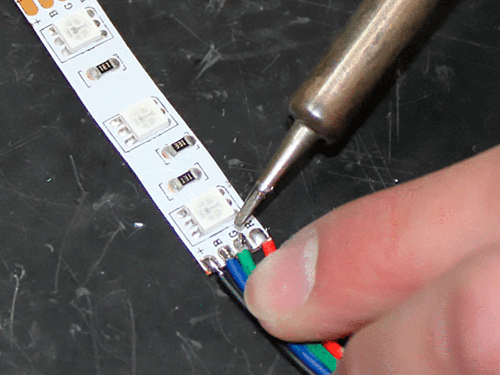 solder led strip light with iron
