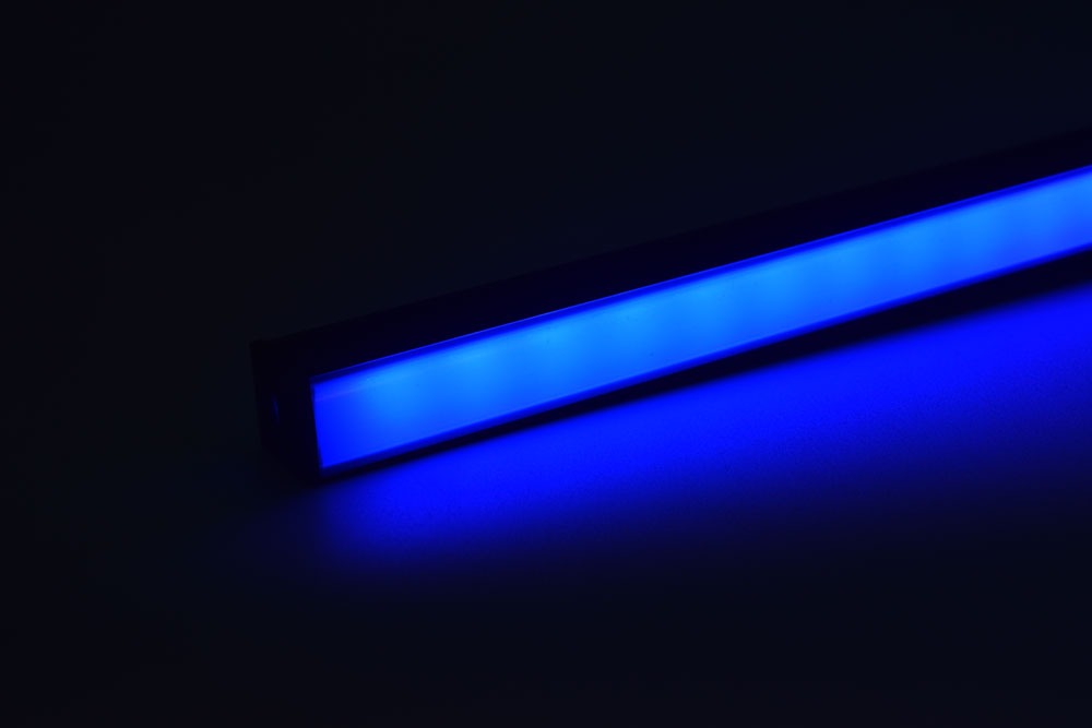 led aluminum profile with black diffuser blue