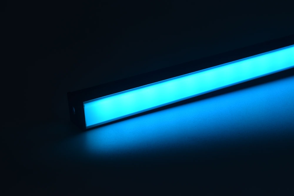 led aluminum profile with black diffuser cyan