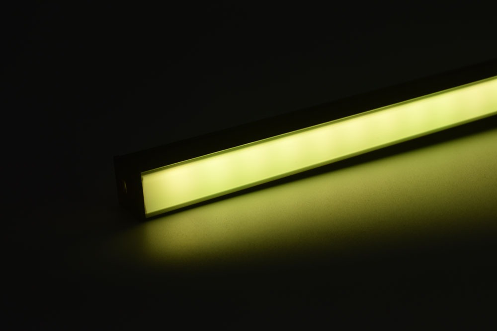 led aluminum profile with black diffuser grass-green