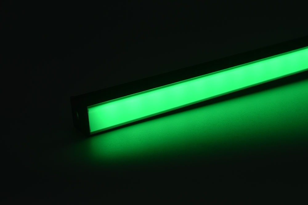 led aluminum profile with black diffuser green