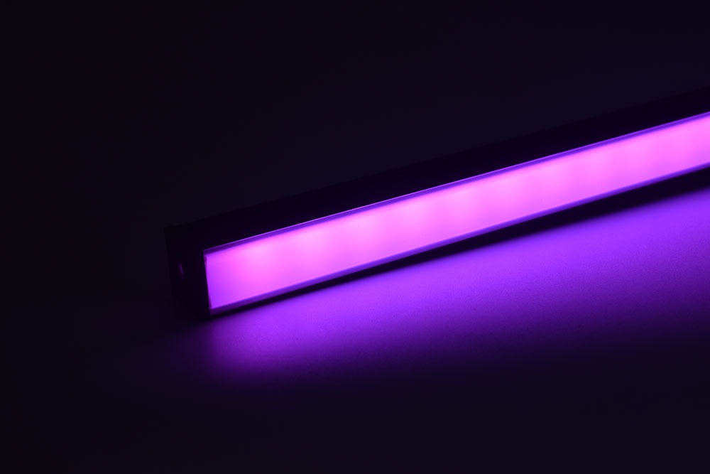 led aluminum profile with black diffuser pink