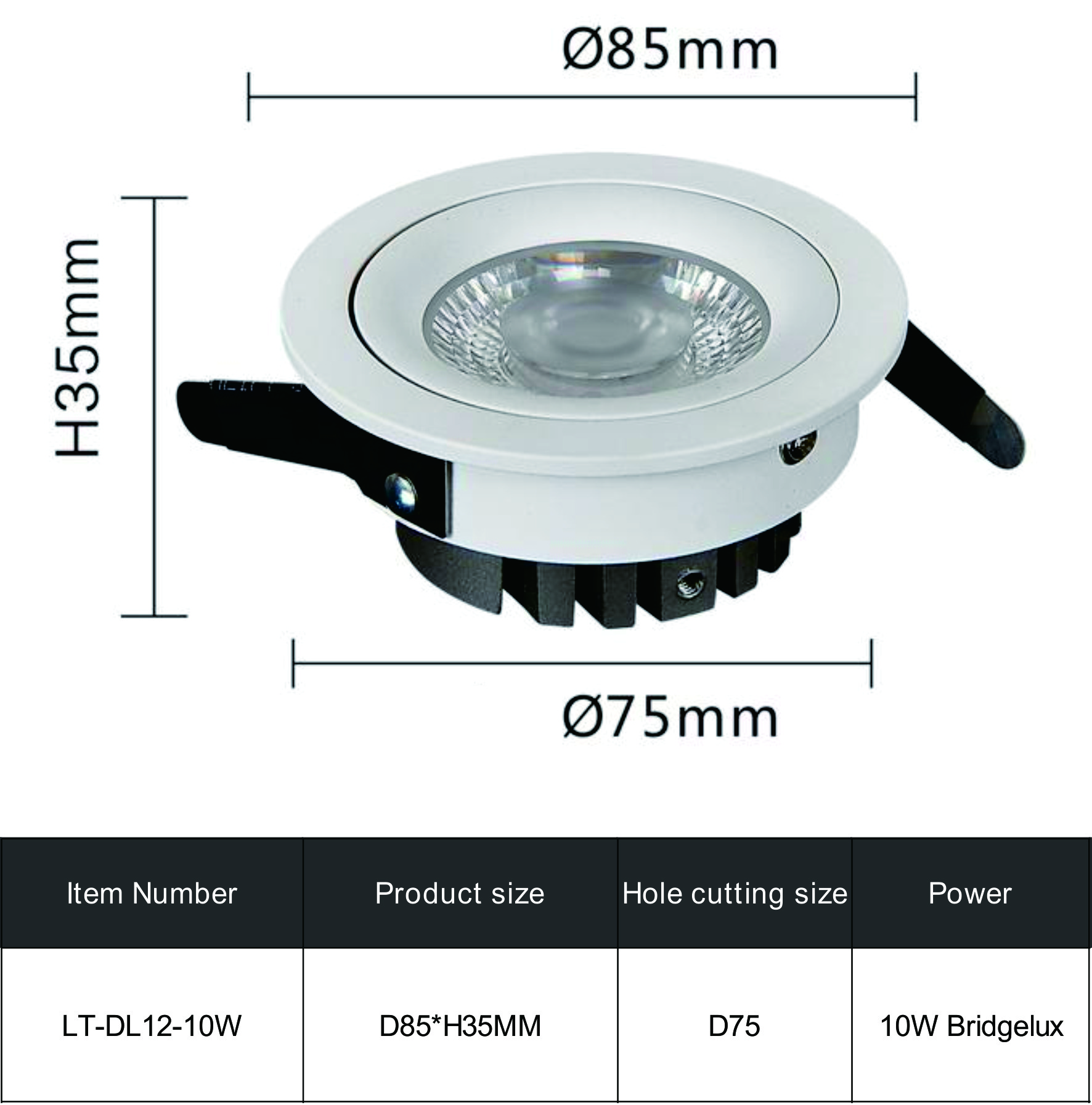 RECESSED DOWNLIGHT DL12-10W