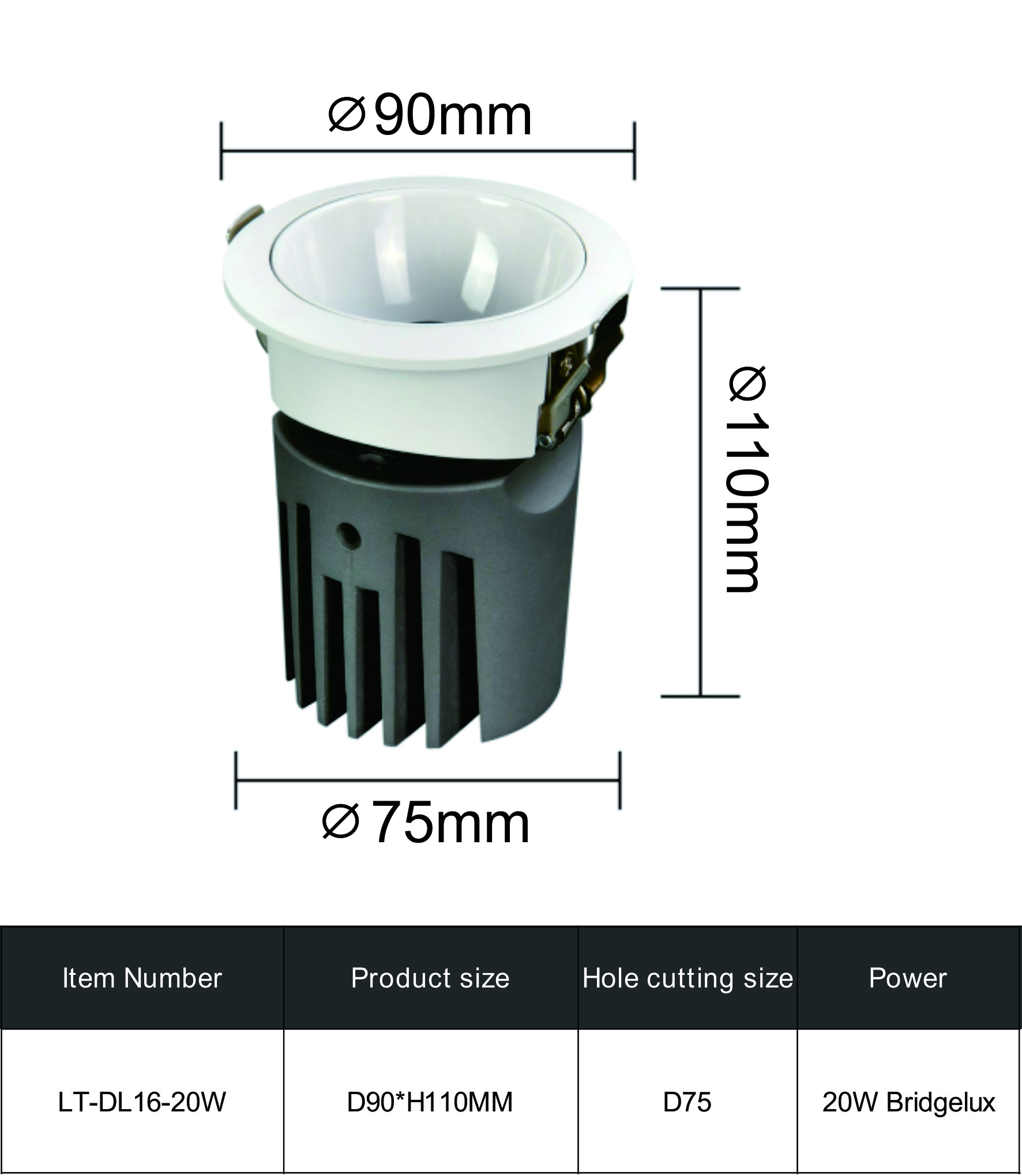 RECESSED DOWNLIGHT DL16-20W