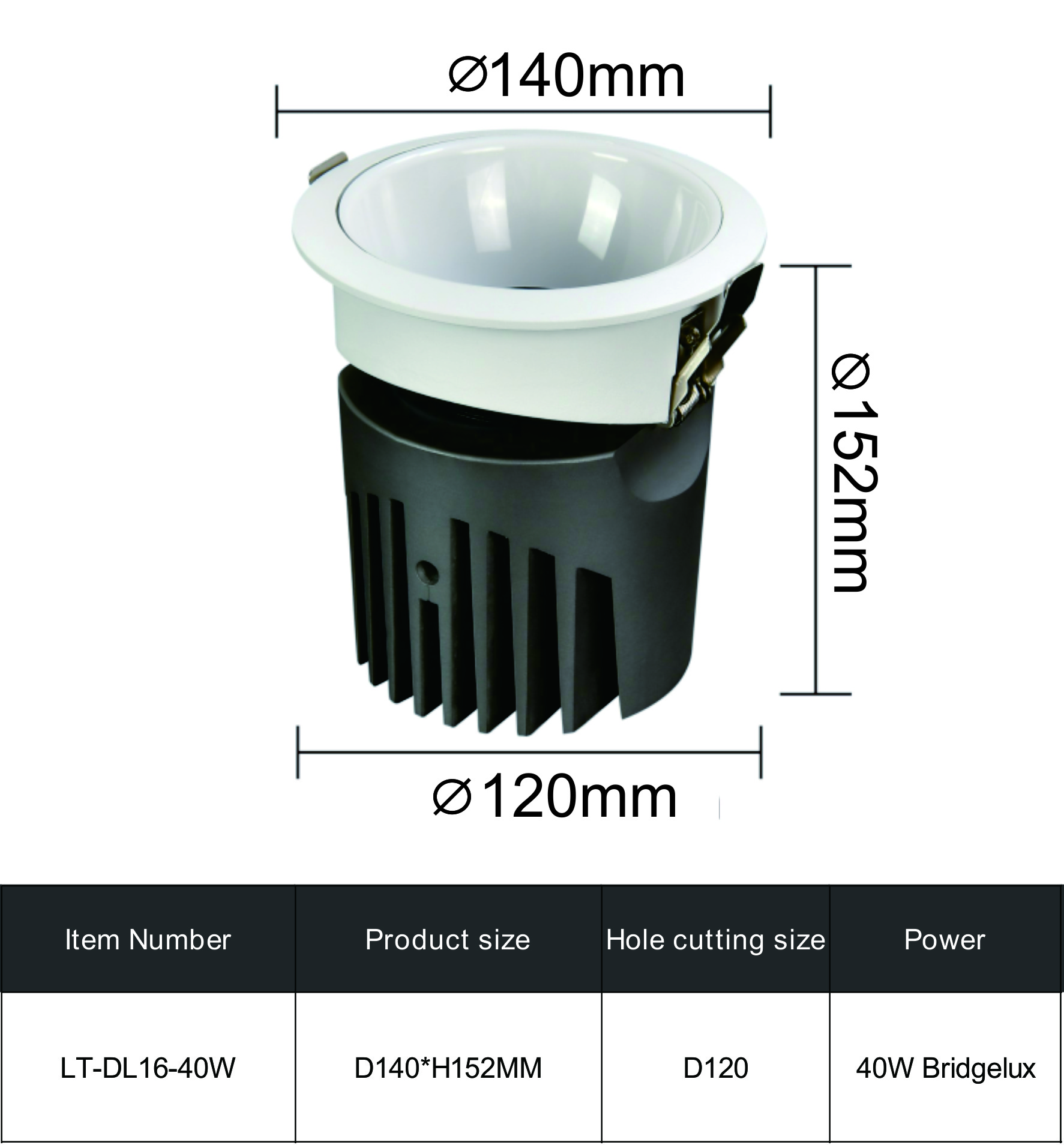 RECESSED DOWNLIGHT DL16-40W