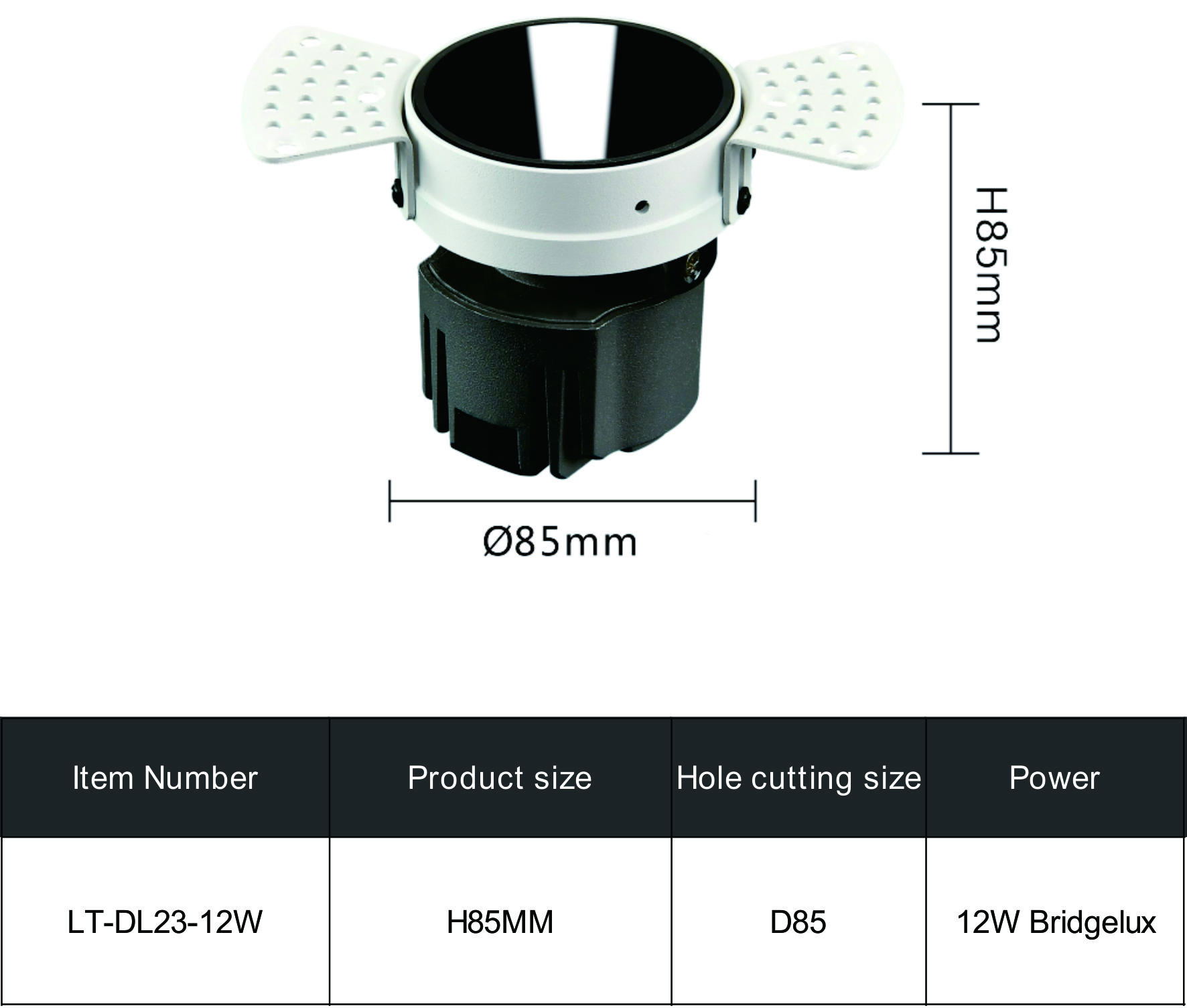FRAMELESS DOWNLIGHT DL23-12W FRAMELESS DOWNLIGHT DL23-12W