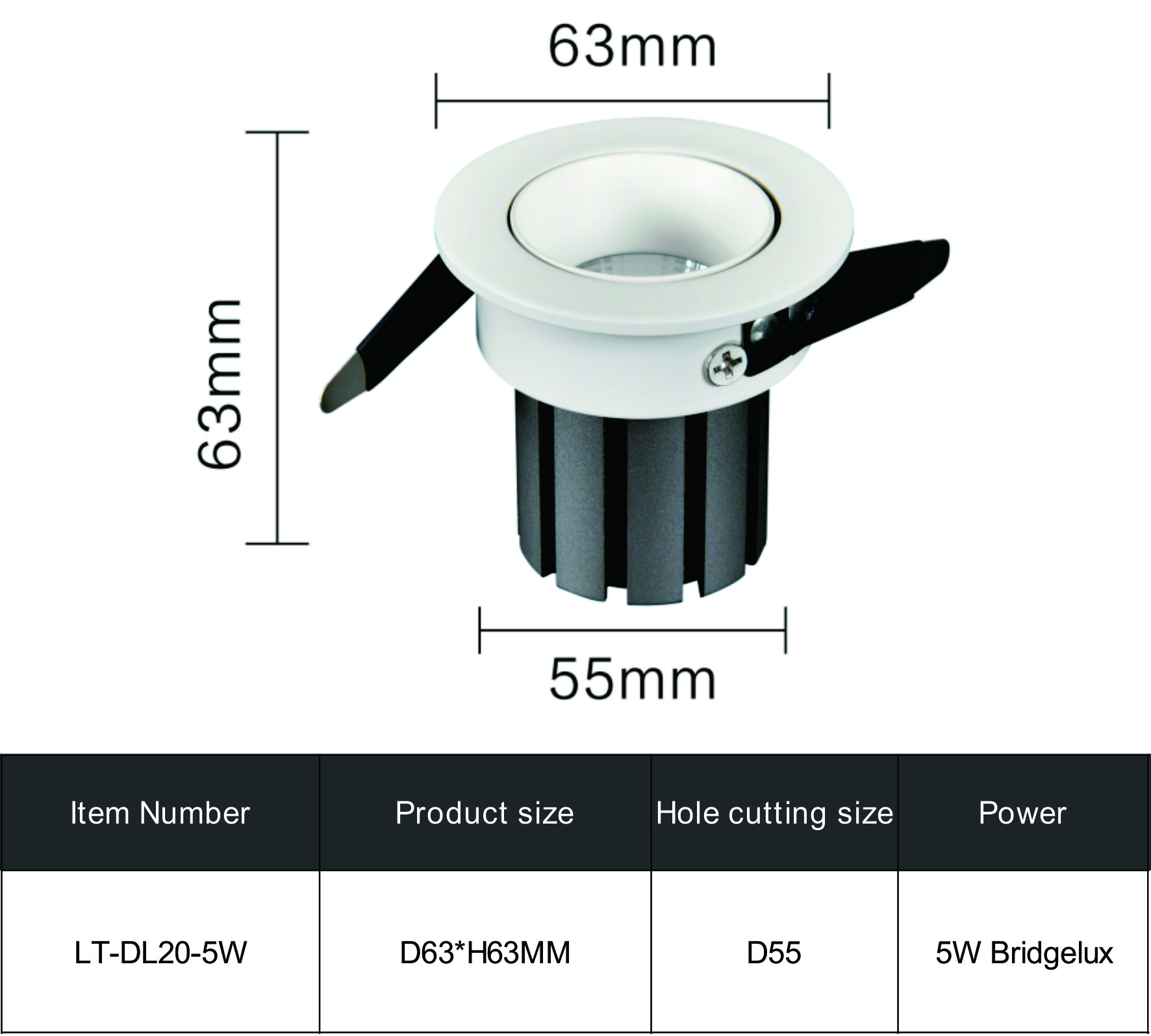 RECESSED DOWNLIGHT DL20-5W RECESSED DOWNLIGHT DL20-5W
