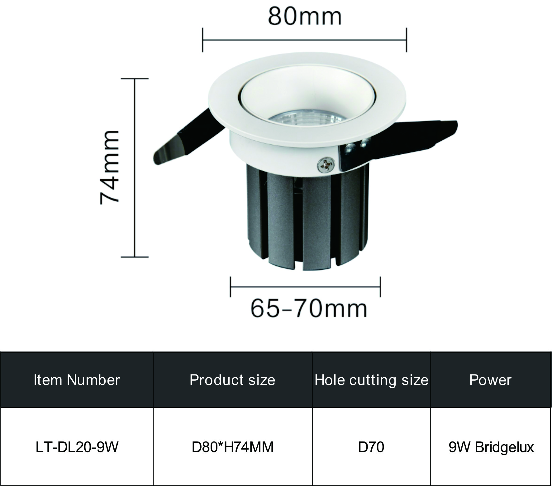 RECESSED DOWNLIGHT DL20-9W RECESSED DOWNLIGHT DL20-9W