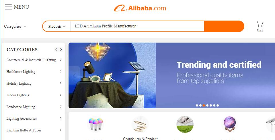 Fabricante de perfiles de aluminio LED Alibaba