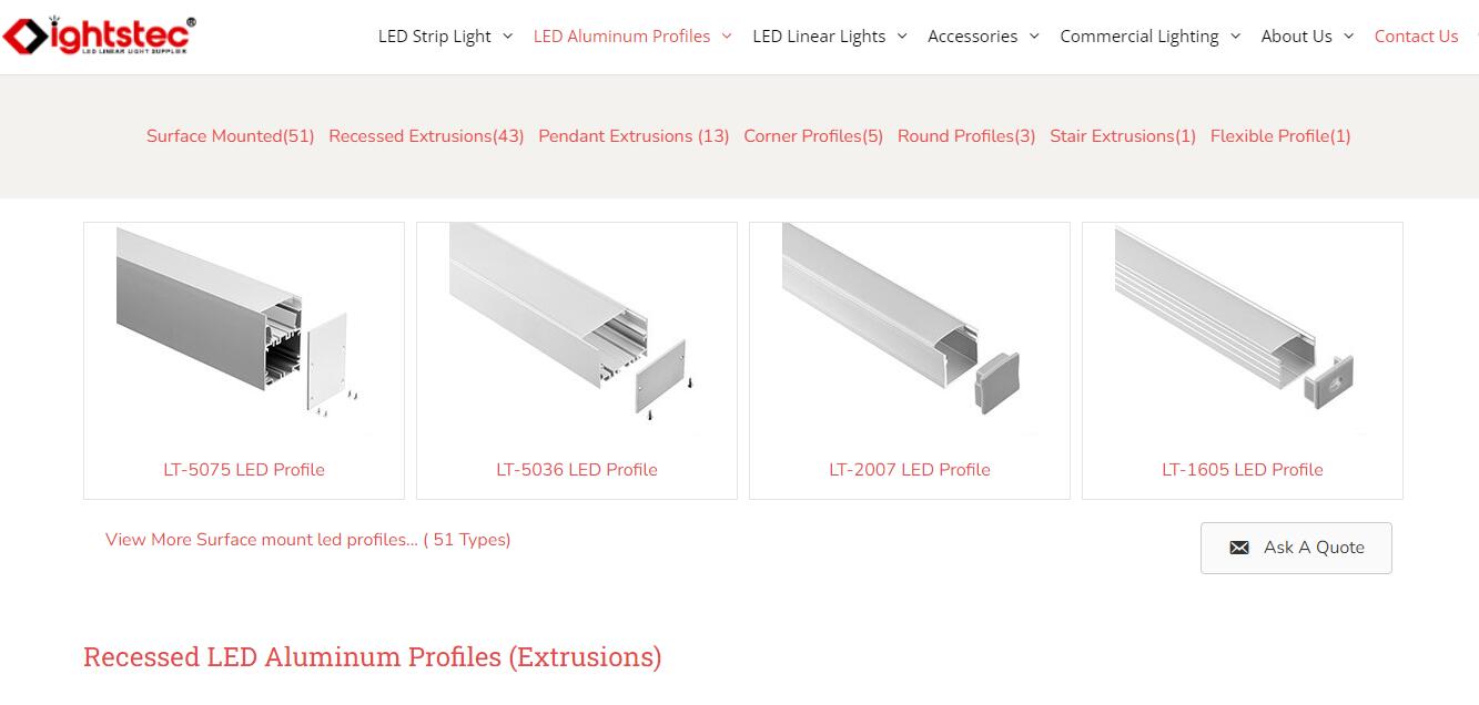 Fabricante de perfiles de aluminio LED Lightstec