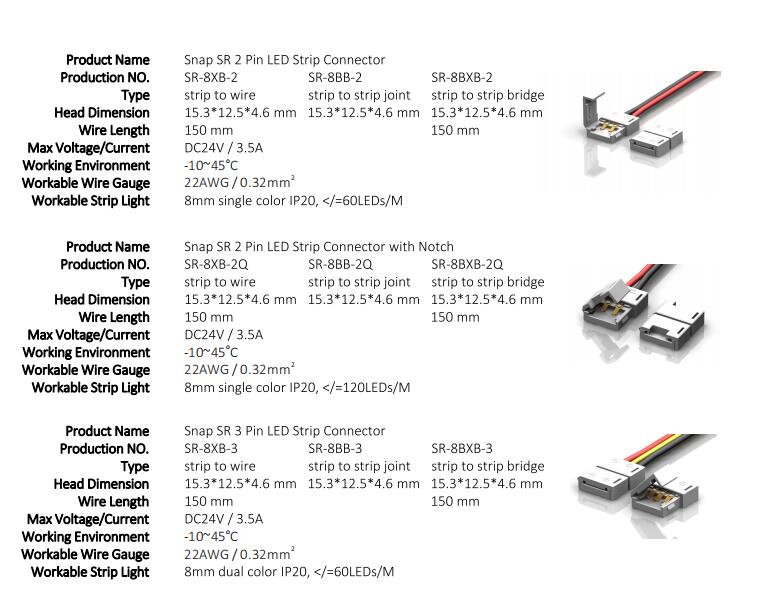 Snap SR strip light connector